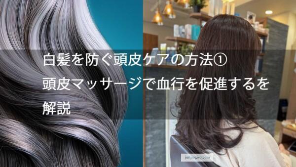 白髪を防ぐ頭皮ケアの方法① 頭皮マッサージで血行を促進するを解説